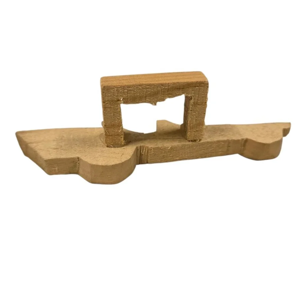 Handmade Racecar Wooden Scarf Slide Holder Car Shaped Folk Art